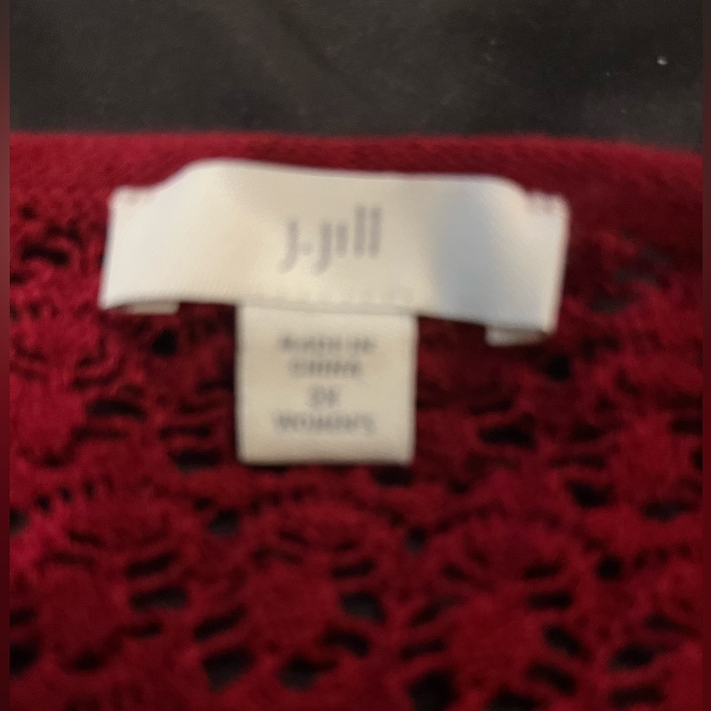 J. Jill crochet duster in a deep red